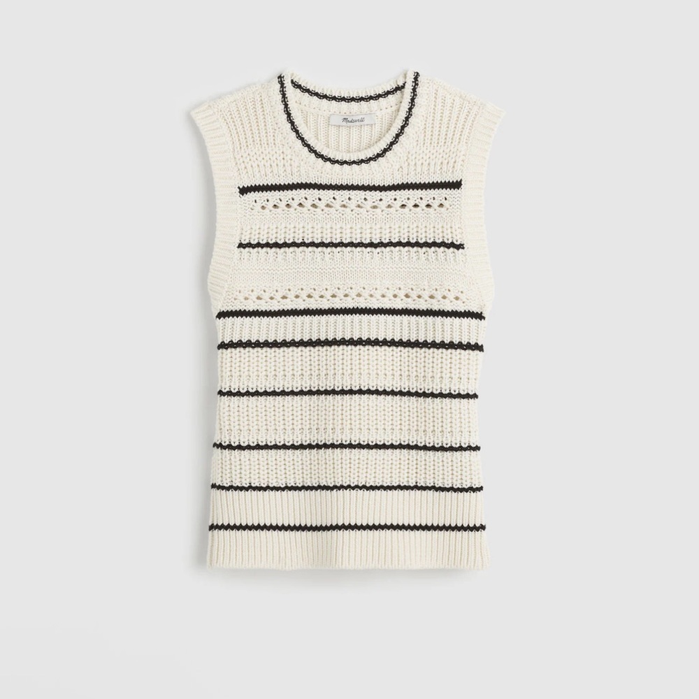 NWT Madewell Striped Sweater Vest in 100% Cotton in Size Small - Picture 6 of 9